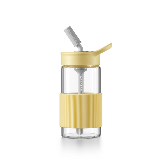 BUYDEEM Portable Glass Straw Bottle