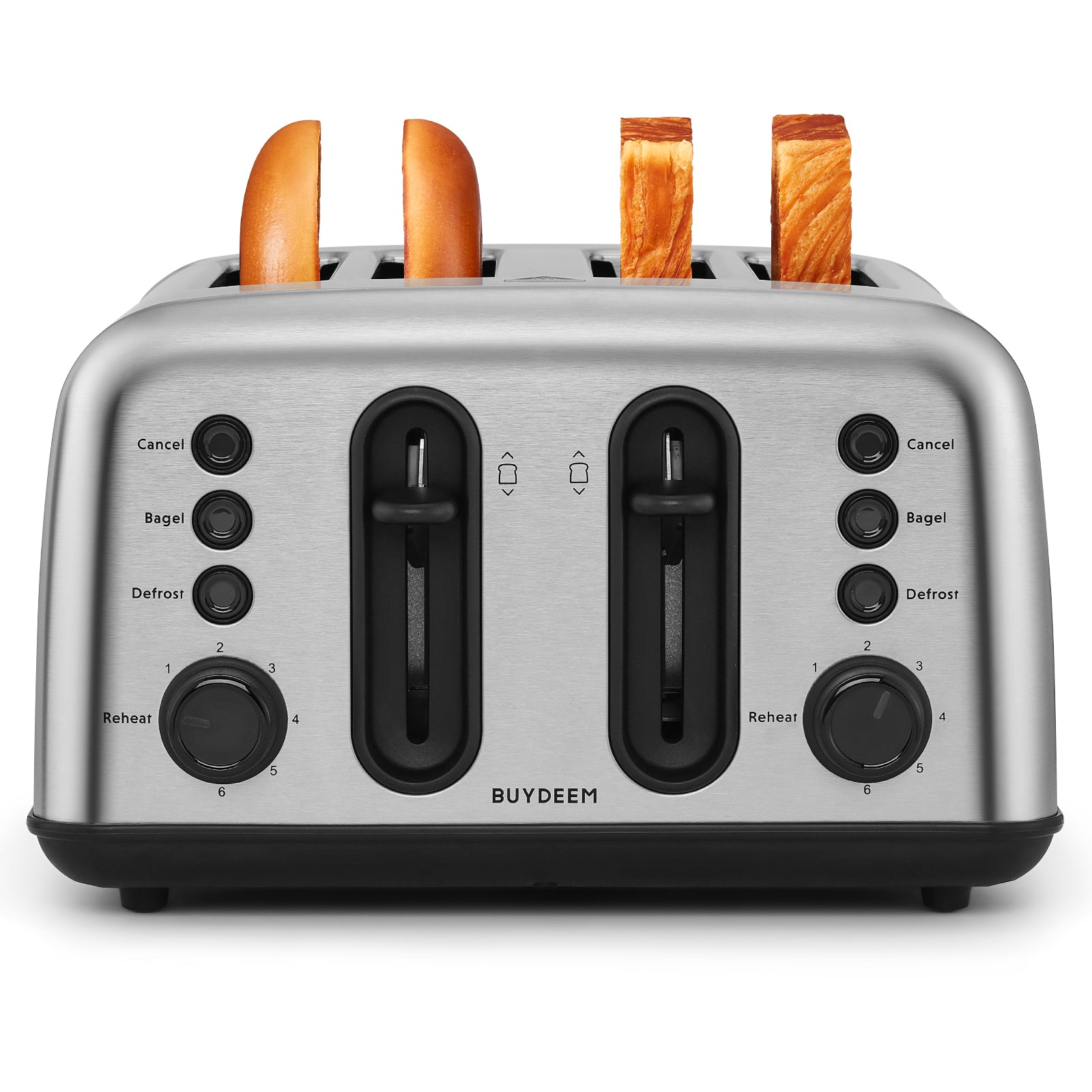 Metal In Toaster BUYDEEM 4-Slice Stainless Steel Metal Toaster DT440